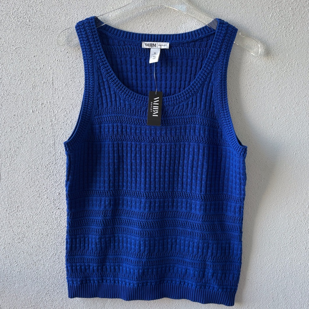 WHBM Medium Blue Knit Tank NWT Cotton Blend Office Career‎ Casual Beach Cruise